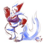  belly big_breasts bikini breasts chubby clothing female long_tail longcriercat nintendo overweight pok&eacute;mon solo swimsuit thick_thighs video_games zangoose 