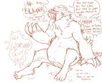  abdominal_bulge belly big_belly burping canine cownugget cum cumshot dialogue digestion drooling erection mammal monster orgasm penis saliva soft_vore text tongue tongue_out vore were werewolf whitt 