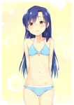  bad_id bad_pixiv_id bikini blue_hair blush flat_chest highres idolmaster idolmaster_(classic) kisaragi_chihaya long_hair nishimi_shin polka_dot polka_dot_swimsuit solo swimsuit 