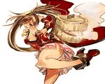  bamboo_steamer bare_shoulders brown_eyes brown_hair chinese_clothes detached_sleeves guilty_gear kuradoberi_jam long_hair oro_(sumakaita) panties skirt solo underwear very_long_hair 