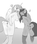  2015 anthro anthrofied anus big_breasts breasts butt clothing darkhazard dock duo equine female female/female friendship_is_magic fur gaping gaping_anus greyscale hair hand_on_butt horn incest legwear long_hair looking_at_viewer mammal monochrome my_little_pony nipples open_mouth princess_celestia_(mlp) princess_luna_(mlp) pussy saliva saliva_string sibling sisters small_breasts tongue tongue_out winged_unicorn wings 