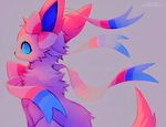  ambiguous_gender blue_eyes eeveelution falvie fur looking_back nintendo pink_fur pok&eacute;mon solo sylveon video_games 