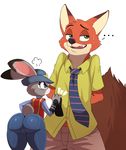  ... 2015 anthro big_butt butt canine character_from_animated_feature_film clothing disney duo female fox fur green_eyes hi_res judy_hopps lagomorph male mammal necktie nick_wilde pants plain_background purple_eyes rabbit shirt smile sssonic2 white_background zootopia 