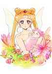  baby baby_carry bishoujo_senshi_sailor_moon blanket blonde_hair blue_eyes carrying chibi_usa closed_eyes crown double_bun earrings facial_mark flower forehead_mark jewelry kaerusan-suki-chu lily_(flower) long_hair mother_and_daughter motherly multiple_girls neo_queen_serenity pink_hair rose sleeping small_lady_serenity tsukino_usagi twintails very_long_hair wings younger 