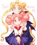  :o age_difference arm_grab artist_name bangs bishoujo_senshi_sailor_moon blonde_hair blue_eyes blue_sailor_collar blue_skirt chibi_usa double_bun happy_birthday highres hug hug_from_behind juuban_middle_school_uniform long_hair long_sleeves looking_at_viewer multiple_girls parted_bangs pink_eyes pink_hair pleated_skirt sailor_collar school_uniform serafuku shabomu skirt tsukino_usagi twintails v_arms very_long_hair white_sailor_collar 