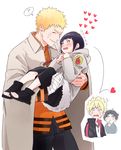  2girls black_hair blonde_hair carrying facial_mark family father_and_daughter father_and_son hyuuga_hinata mother_and_daughter mother_and_son multiple_boys multiple_girls naruto naruto_(series) princess_carry shigegigi short_hair time_paradox uzumaki_boruto uzumaki_himawari uzumaki_naruto younger 