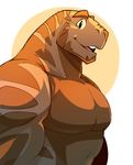  chocolate eyebrows invalid_color kokuhane lizard muscles nude open_mouth pecks reptile scalie smile strong teeth yellow_eyes 