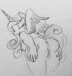  anthro anthrofied anus areola breasts butt cutie_mark equine female friendship_is_magic glo-in-the-dark half-closed_eyes horn horse looking_back mammal monochrome my_little_pony nipples nude open_mouth plain_background pony presenting presenting_hindquarters princess_cadance_(mlp) pussy smile solo tongue white_background wings 