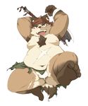  bandanna belly clothed clothing cubby dosanco15 feet half-dressed mammal moobs overweight pose solo tanuki thick_thighs topless underwear 