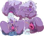  1girl alien amethyst_(steven_universe) anus ass barefoot blush breasts chubby crystal_gem dildo drooling fat feet female gaping gem gem_(species) inverted_nipples japanese_text lips masturbation nezumi nezunezu nipples peeing plump prolapse pubes pubic_hair puffy_anus purple_skin pussy pussy_juice saliva sex_toy simple_background spread_anus steven_universe sweat text thick_thighs toes urine vaginal vaginal_prolapse 