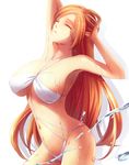  57_(lme_piggy117) bikini bleach breasts closed_eyes highres inoue_orihime large_breasts long_hair orange_hair solo swimsuit wet 