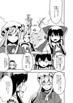  alternate_costume ascot bow braid closed_eyes comic culter detached_sleeves dress greyscale hair_bow hair_tubes hakurei_reimu hat izayoi_sakuya long_hair maid maid_headdress maribel_hearn monochrome multiple_girls one_eye_closed open_mouth ribbon short_hair smile touhou translated twin_braids younger 