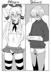 1boy amazon_(company) arms_up before_and_after blush box censored cosplay crossdressing elbow_gloves glasses gloves greyscale heart highleg highleg_panties holding kantai_collection long_hair looking_at_viewer male_focus mario_(mario_portal) midriff monochrome mosaic_censoring multiple_views navel otoko_no_ko panties penis penis_in_panties shimakaze_(kantai_collection) shimakaze_(kantai_collection)_(cosplay) short_hair skirt smile source_request speech_bubble spoken_ellipsis star striped striped_legwear sweat testicles thighhighs underwear 