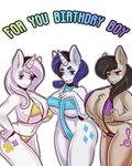  2015 anthro anthrofied bikini blue_eyes breasts cleavage clothed clothing cutie_mark dialogue english_text equine female fleur_de_lis_(mlp) friendship_is_magic group horn horse looking_at_viewer lovepuma69 mammal my_little_pony octavia_(mlp) pony rarity_(mlp) swimsuit text unicorn 