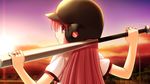  angel_beats! baseball baseball_bat baseball_helmet from_behind game_cg helmet holding long_hair na-ga outdoors pink_hair solo sport yui_(angel_beats!) 