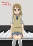  blonde_hair blue_eyes happy_birthday hat k-on! kotobuki_tsumugi long_hair piano_keys sakuragaoka_high_school_uniform school_uniform shizupu sitting solo sun_hat 