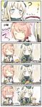  :&lt; =_= ? absurdres ahoge batsubyou blonde_hair bottle comic conveyor_belt_sushi engiyoshi flying_sweatdrops food fruit hair_ornament highres i-58_(kantai_collection) kantai_collection long_hair long_sleeves mandarin_orange military military_uniform multiple_girls open_mouth pink_hair sazae-san school_uniform serafuku shaded_face short_hair short_sleeves soy_sauce sushi u-511_(kantai_collection) uniform you're_doing_it_wrong 