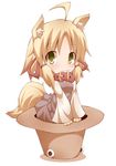  :3 ahoge animal_ears belt blonde_hair collar dog_ears dog_tail eyes hat hat_basket hat_removed headwear_removed in_container in_hat kemonomimi_mode kuromiya moriya_suwako paws short_hair solo tail touhou yellow_eyes 