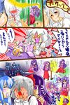  :3 =_= angry ass blue_hair blush comic danna_(karatekikku) fujiwara_no_mokou highres houraisan_kaguya kamishirasawa_keine multiple_girls purple_eyes purple_hair silver_hair touhou translated trolling yuri 