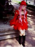  airbrushed chinese cosplay girl photo pink_hair real 