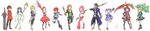  6+girls adelle_nevanlinna alphonse_zena_meridia arc_rise_fantasia black_hair blonde_hair blue_eyes breasts brown_eyes brown_hair cecille_garcia cleavage dress everyone frog gloves green_eyes gun highres l'arc_bright_lagoon leslie_flaherty long_hair long_image medium_breasts midriff multiple_boys multiple_girls nicole_benecsu one_eye_closed orange_eyes orange_hair pantyhose pink_hair poorya purple_eyes purple_hair rasutona_oigen red_hair ruunya ryfia sage_(arc_rise_fantasia) shiho_(pixiv) staff sword thighhighs umbrella weapon wide_image 