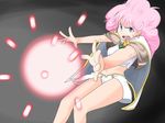  blue_eyes breasts charging earrings jewelry long_hair magic medium_breasts midriff navel open_mouth pink_hair rance_(series) rance_02 sengoku_rance sill_plain solo tarutaru_gungun 