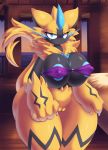  big_breasts breasts clothing female interior looking_at_viewer mrsk nintendo nipple_bulge pok&eacute;mon pok&eacute;mon_(species) pussy sea thick_thighs tight_clothing video_games water zeraora 