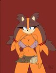  anthro badger big_breasts breasts cleavage clothed clothing dreamcastzx female mammal mustelid skimpy solo sonic_(series) sticks_the_jungle_badger 