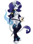  2015 ambris anthro anthrofied blue_eyes breasts clothed clothing equine female friendship_is_magic fur hair horn mammal melee_weapon my_little_pony nipples plain_background purple_hair pussy rapier rarity_(mlp) smile solo sword unicorn weapon white_background white_fur 
