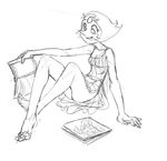  book cleavage clothed clothing female monochrome pearl_(steven_universe) solo steven_universe 