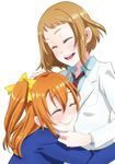  :d ^_^ blazer blush brown_hair chin_tickle closed_eyes gecko4488 hug jacket kira_tsubasa kousaka_honoka love_live! love_live!_school_idol_project multiple_girls one_side_up open_mouth otonokizaka_school_uniform school_uniform short_hair smile utx_school_uniform 