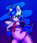  2015 animal_genitalia anthro balls blue_eyes blue_hair butt clothed clothing cutie_mark earth_pony equine fan_character friendship_is_magic fur hair half-dressed horse looking_at_viewer male mammal my_little_pony panties penis pony smile solo sunnyslash trap underwear 