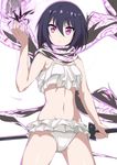  bikini black_hair frilled_bikini frills katana mata-aro navel ninja_slayer origami purple_eyes scarf short_hair solo swimsuit sword weapon white_background white_bikini yamoto_koki 