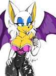  2015 akatsukishiranui-fox anthro bat big_breasts breasts cleavage clothed clothing female mammal rouge_the_bat smile solo sonic_(series) wings 