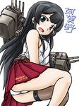  agano_(kantai_collection) ass asymmetrical_legwear black_eyes black_hair kantai_collection long_hair panties pantyshot rigging single_thighhigh tatsumi_ray thighhighs underwear 