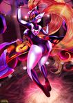  ass breasts dj_sona heart helmet highres large_breasts league_of_legends long_hair looking_at_viewer looking_back red_hair shadman solo sona_buvelle thick_thighs thighs twintails very_long_hair 