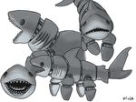  fish great_white_shark marine mascot oc_design robotic shark teeth uitinla universal_studios 