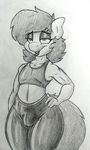  2015 anthro bedroom_eyes bulge cinnamon_buns crossdressing equine eyeshadow fan_character half-closed_eyes hand_on_hip horse lipstick makeup male mammal monochrome my_little_pony navel pony pose sketch solo stunnerpony wide_hips yoga_pants 