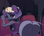  2015 animated anthro bent_over blonde_hair breasts butt clothing female fur grey_eyes grey_fur hair mammal mouse pink_nose rodent short_hair speedosausage 