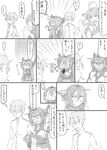  2girls admiral_(kantai_collection) ahoge arm_grab bare_shoulders comic detached_sleeves elbow_gloves gloves greyscale hairband headgear japanese_clothes kantai_collection kongou_(kantai_collection) long_hair monochrome multiple_girls nagato_(kantai_collection) nontraditional_miko ragau01 skirt traditional_media translation_request 