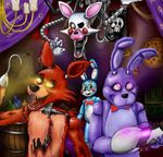  animatronic bonnie_(fnaf) bow_tie canine eye_patch eyewear five_nights_at_freddy&#039;s five_nights_at_freddy&#039;s_2 fox foxy_(fnaf) glowing glowing_eyes hook lagomorph machine male mammal mangle_(fnaf) mechanical rabbit robot tangledmangle toy_bonnie_(fnaf) video_games 