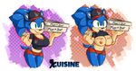  2015 anthro big_breasts breasts cleavage clothed clothing crossgender cuisine female flashing food hedgehog mammal nipples pizza sonic_(series) sonic_the_hedgehog 