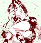  1girl ass breasts fan fatal_fury monochrome pixiv_manga_sample ponytail shiranui_mai solo yk 