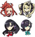  7th_dragon_(series) 7th_dragon_2020 7th_dragon_iii black_eyes black_hair blonde_hair chelsea_(7th_dragon) destroyer_(7th_dragon_2020) green_eyes hacker_(7th_dragon) kujou_tsubaki lowres miwa_shirou multiple_girls nishimura_haru_(7th_dragon) red_eyes red_hair samurai_(7th_dragon_2020) samurai_(7th_dragon_iii) twintails 