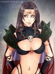  armor bikini_armor breasts circlet cleavage earrings gloves jewelry long_hair naga_the_serpent purple_hair rupatsuan slayers solo 