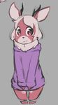  2014 :3 antlers bottomless cervine chest_tuft clothed clothing deer female fur half-dressed holly_rose horn loliswitch mammal pink_eyes pink_fur plain_background solo tuft 
