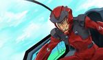  ali_al-saachez bad_id bad_pixiv_id beard bodysuit brown_hair facial_hair grin gundam gundam_00 male_focus neon_genesis_evangelion rebuild_of_evangelion smile solo 