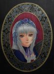 colored_pencil_(medium) dated feathers flower grey_hair headband heart kabakaba lips marker_(medium) ornate painting_(object) portrait red_eyes rose rozen_maiden solo suigintou traditional_media watercolor_(medium) 