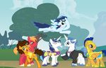  armor big_macintosh_(mlp) cheese_sandwich_(mlp) clothing earth equine eyewear facial_hair fancy_pants_(mlp) flash_sentry_(mlp) friendship_is_magic goggles horn horse mammal mustache my_little_pony pegasus pony shining_armor_(mlp) soarin_(mlp) thebestgamer tree unicorn wings wonderbolts_(mlp) 