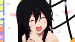  1girl animated animated_gif araragi_tsukihi black_hair blush eyes_closed monogatari_(series) source_request wet 